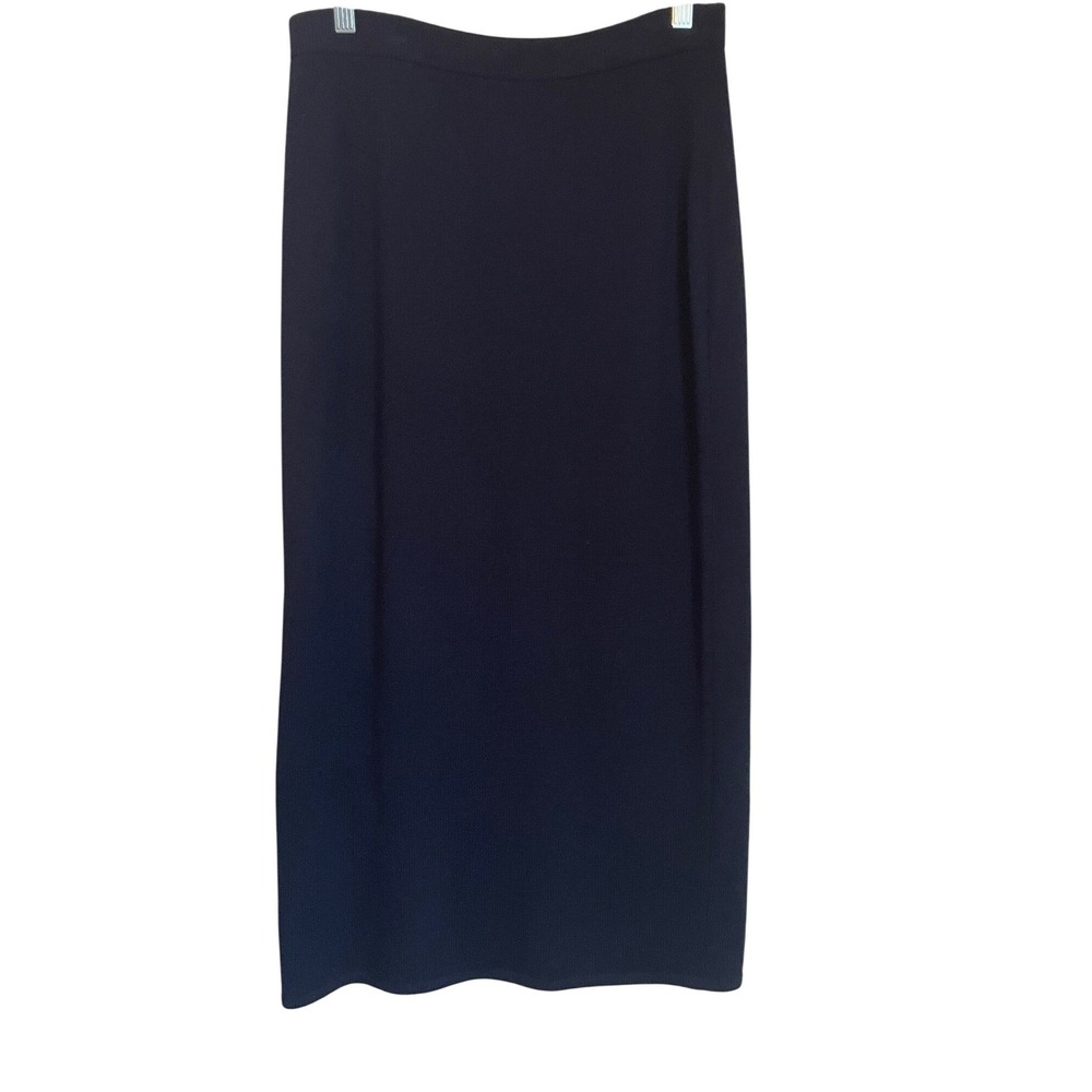 St John Basics Navy Blue Santana Knit Maxi Pencil Skirt Womens Size 8 Back Slit
